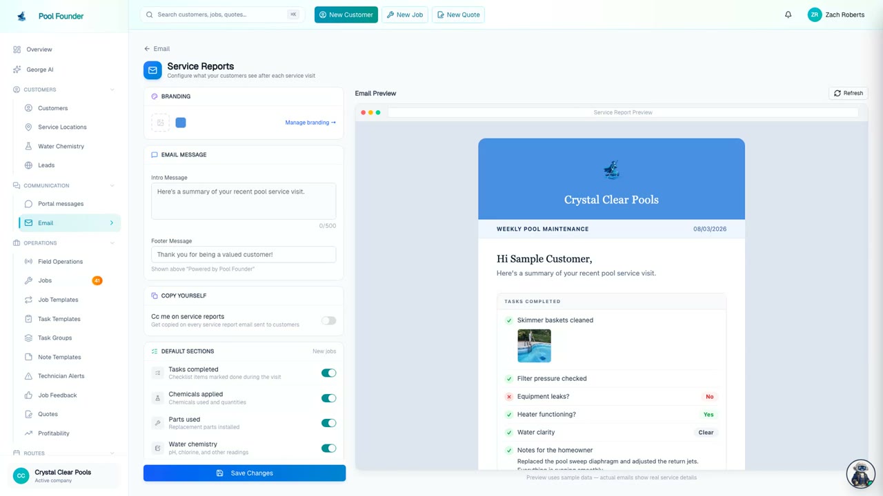 Configure Service Reports